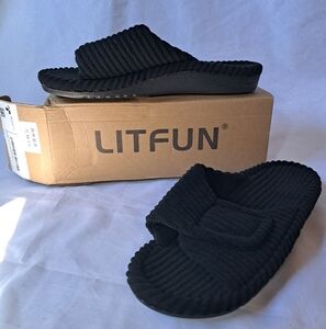 NWT Litfun Orthopedic House Slippers for Women Adjustable Arch Support Corduroy